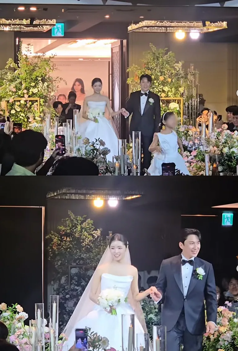 '재혼' 28기 옥순♥영호, 딸과 함께 결혼식 입장..'나솔' 동료 총출동 [스타이슈] | 스타뉴스